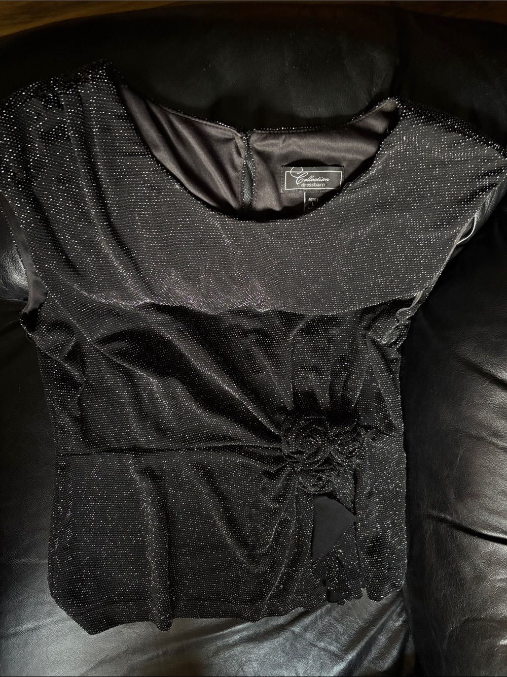 Vintage dressbarn Black Beaded Evening Top with Subtle Shine